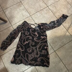 Xhilaration Womens Size S Paisley Pattern Boho Slit Sleeve Tunic MicroMini Dress